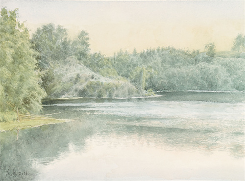 庞　勇 《林涧平湖》