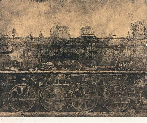 孙文烨  《网·逝》  铜板  80cm×100c