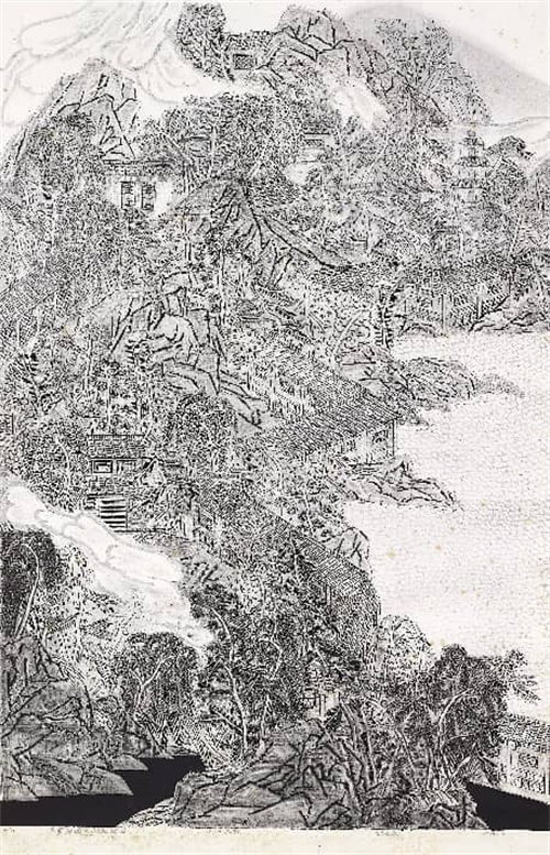 白启忠 《水墨家园之故园往事》 水印木刻 112cm×72cm 2014 南京美术馆馆藏