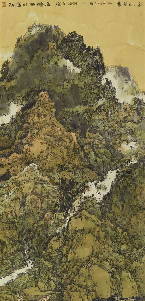潘高鹏 《秋山泉韵》 纸本水墨 68cm×32cm 2004 南京美术馆馆藏