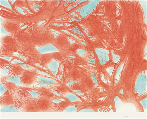 李莹  《松之盛》  水印木刻  90cm×120cm