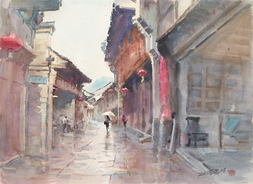陆长根 《细雨·高淳老街